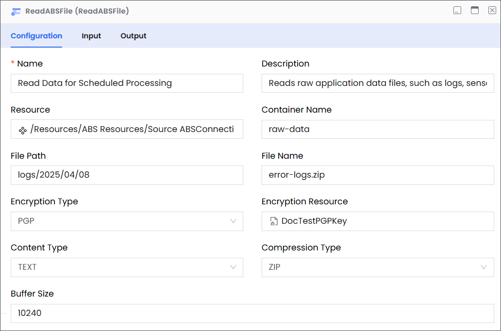 ReadABSFile Configuration