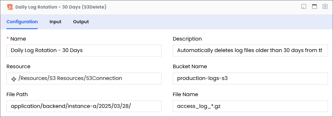 S3Delete Configuration
