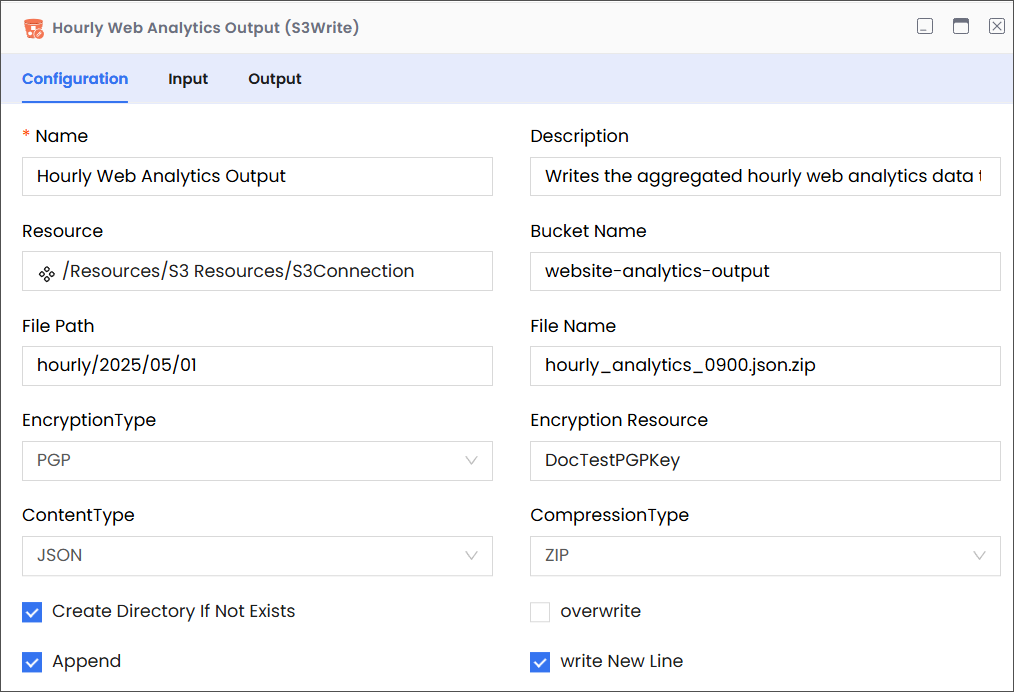 S3Write Configuration